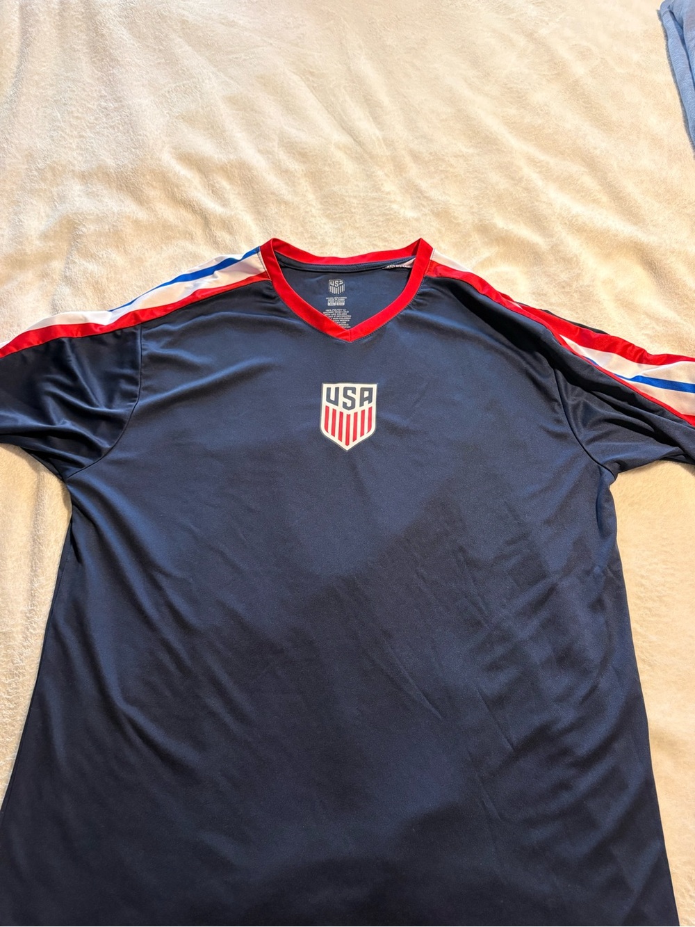 USA Men's Navy Athletic Jersey with Red & White Trim